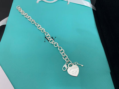 [Renovia Jewelry]KEY HEART CARD CHUNKY INTERLOCKING BRACELET LENGTH