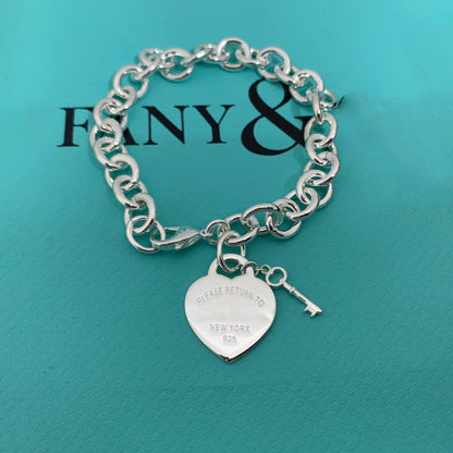 [Renovia Jewelry]KEY HEART CARD CHUNKY INTERLOCKING BRACELET LENGTH