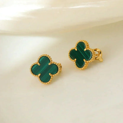 [Renovia Jewelry]CLOVER MEDIUM 1 MOTIFS MALACHITE  EARRINGS