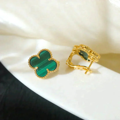 [Renovia Jewelry]CLOVER MEDIUM 1 MOTIFS MALACHITE  EARRINGS