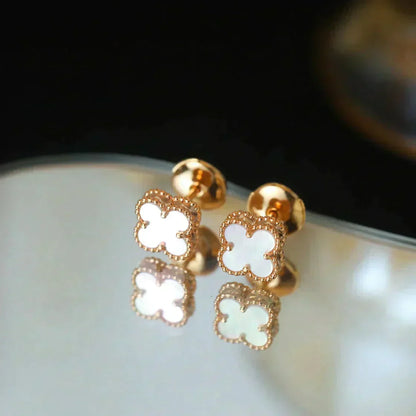 [Renovia Jewelry]CLOVER MINI 9.5MM WHITE MOP EARRINGS
