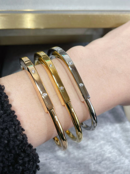 [Renovia Jewelry]LOCK BRACELET 8 DIAMOND