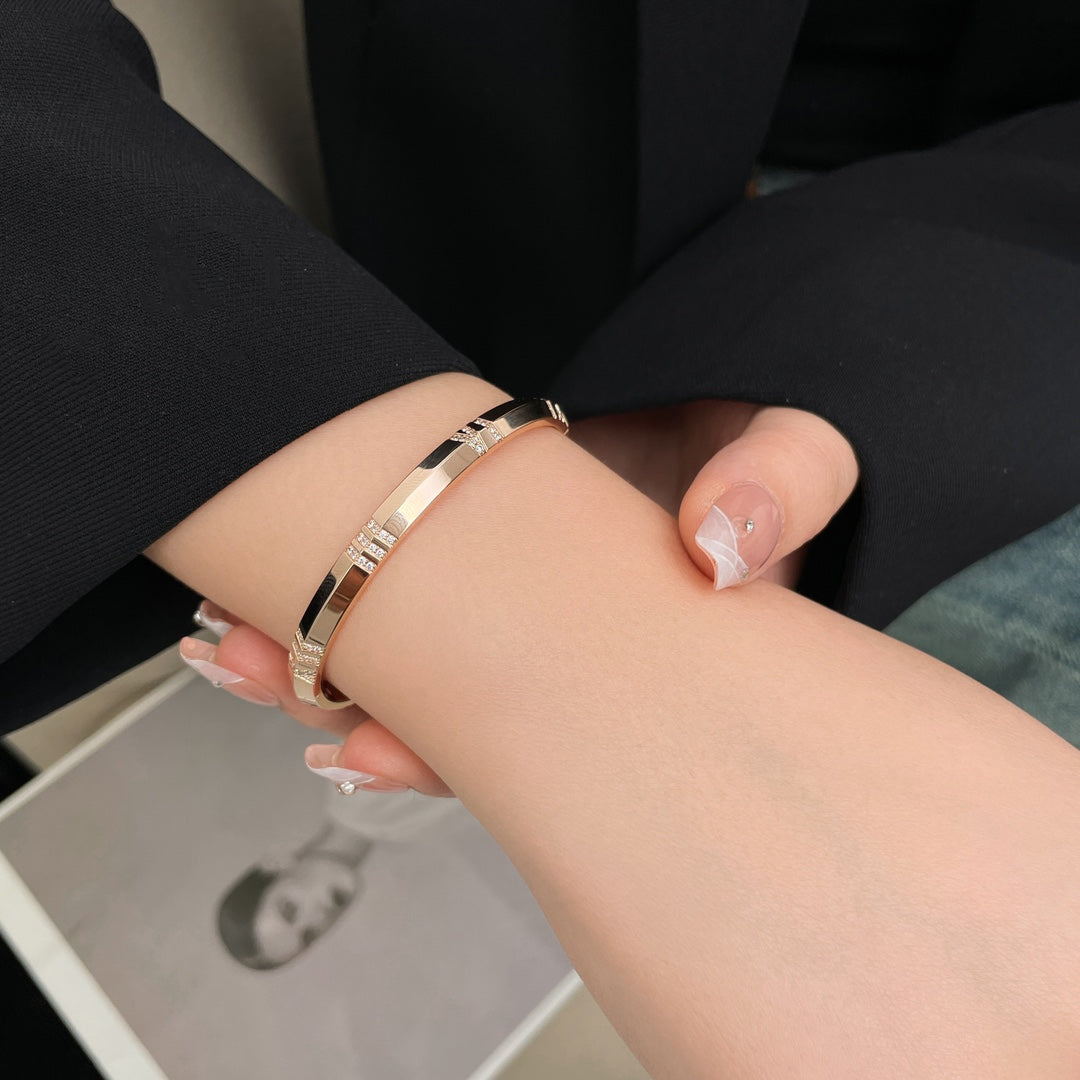 [Renovia Jewelry]ATLAS BRACELET 6MM DIAMOND PINK GOLD
