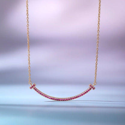 [Renovia Jewelry]BIG SMILE PEDANT PINK DIAMOND NECKLACE
