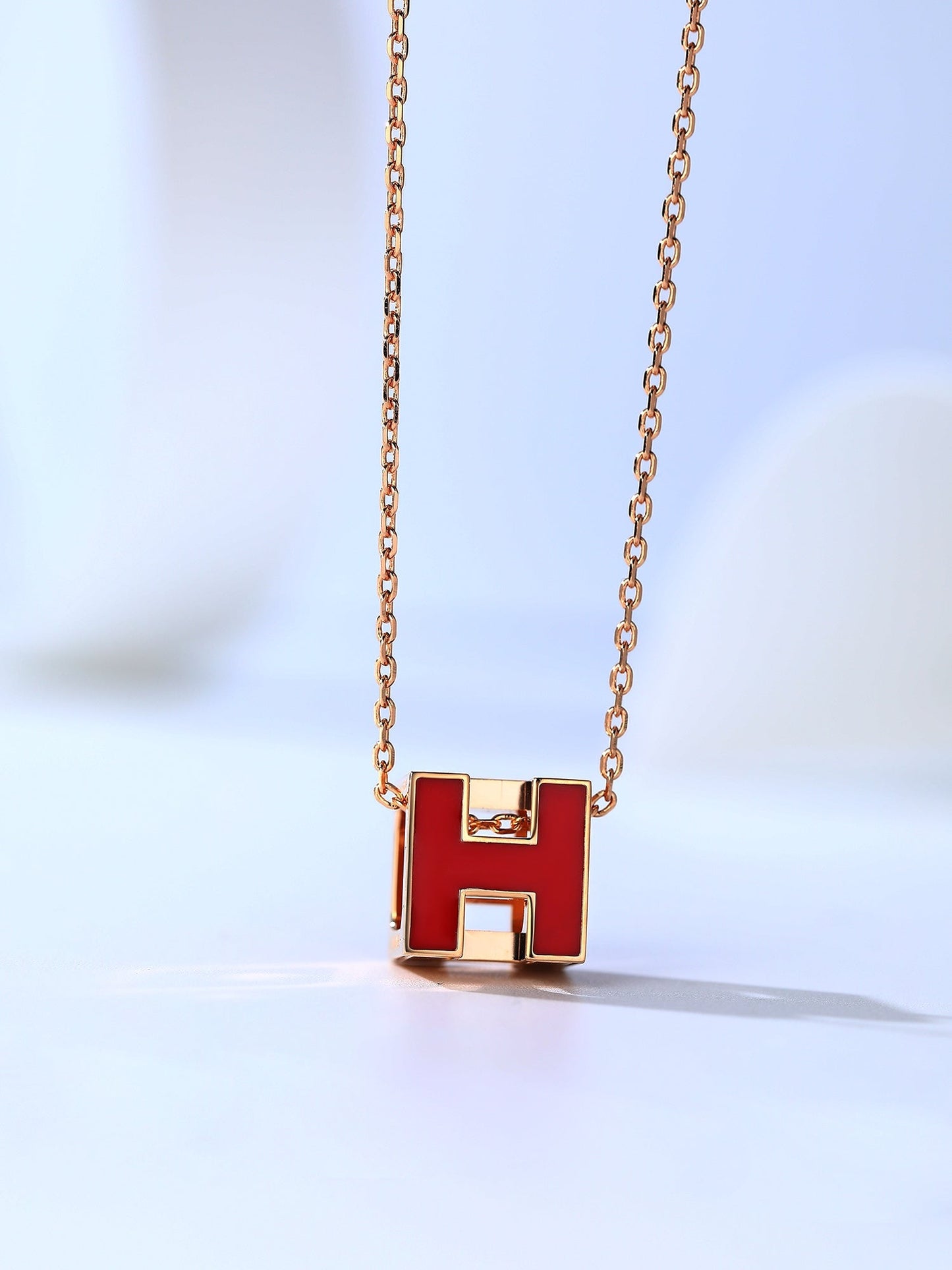 [Renovia Jewelry]H CAGE PINK GOLD NECKLACE