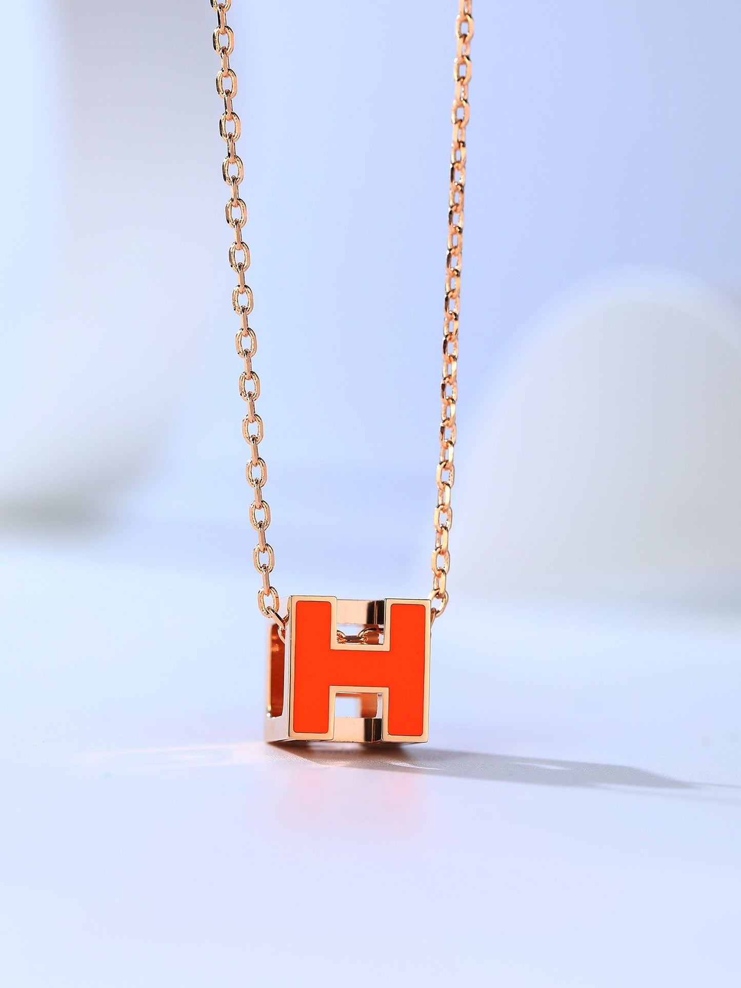 [Renovia Jewelry]H CAGE PINK GOLD NECKLACE