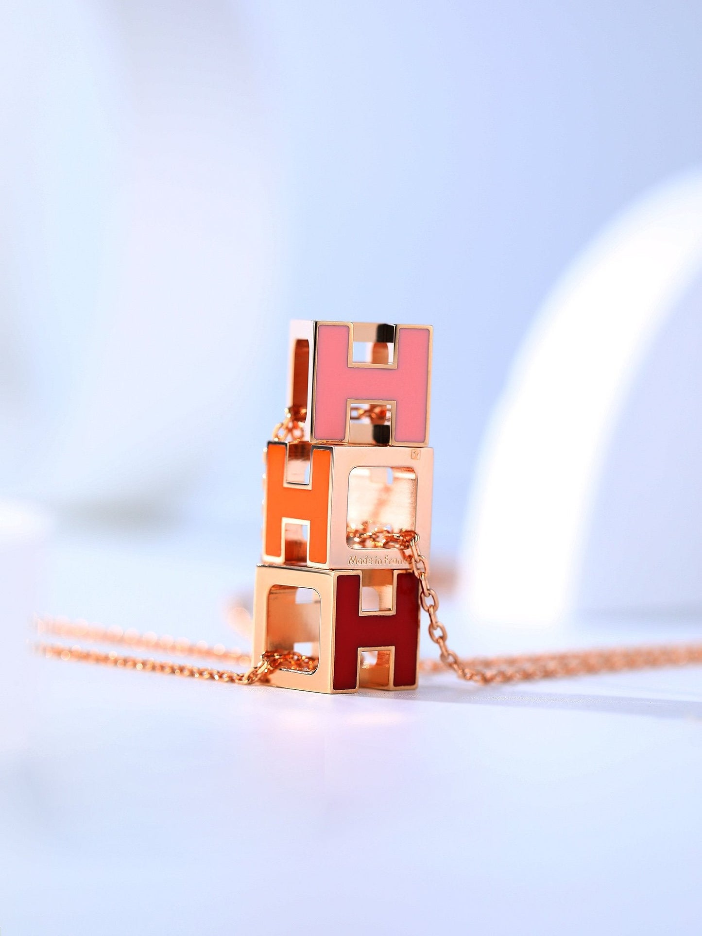 [Renovia Jewelry]H CAGE PINK GOLD NECKLACE