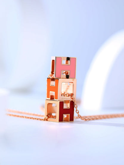[Renovia Jewelry]H CAGE PINK GOLD NECKLACE