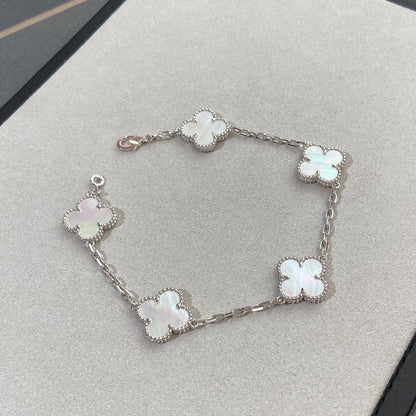 [Renovia Jewelry]CLOVER WHITE PEARL MOP 5 MOTIF BRACELET COLLECTION