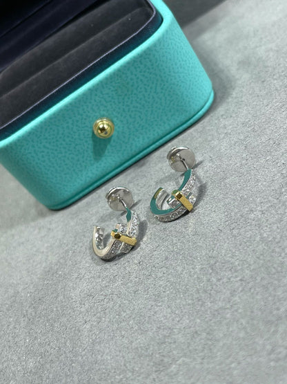 [Renovia Jewelry]EDGE DIAMOND PINK GOLD EARRINGS