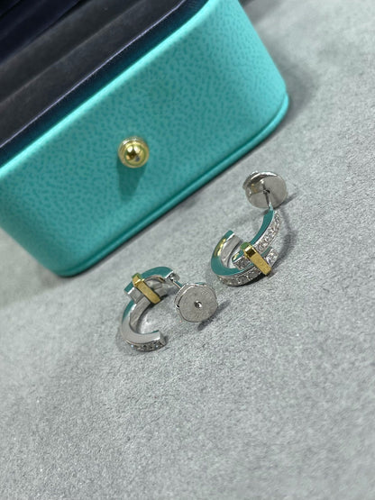 [Renovia Jewelry]EDGE DIAMOND PINK GOLD EARRINGS