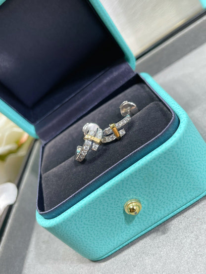 [Renovia Jewelry]EDGE DIAMOND PINK GOLD EARRINGS