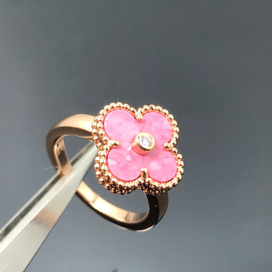 [Renovia Jewelry]CLOVER RHODONITE ROSE GOLD RING