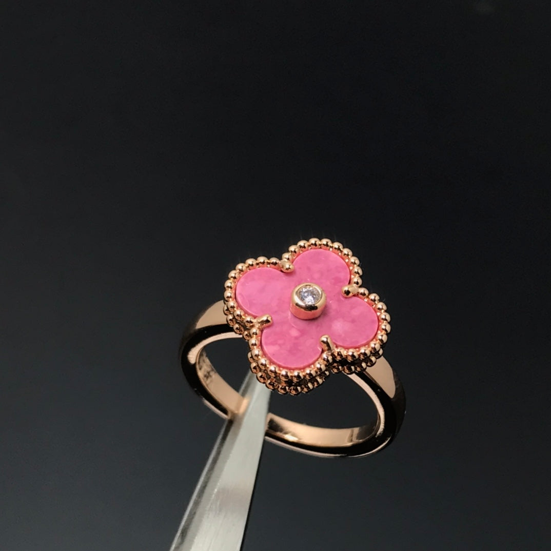[Renovia Jewelry]CLOVER RHODONITE ROSE GOLD RING