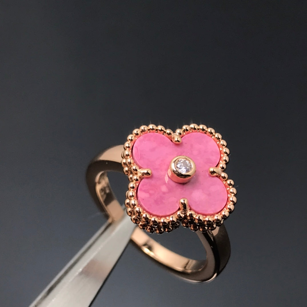 [Renovia Jewelry]CLOVER RHODONITE ROSE GOLD RING