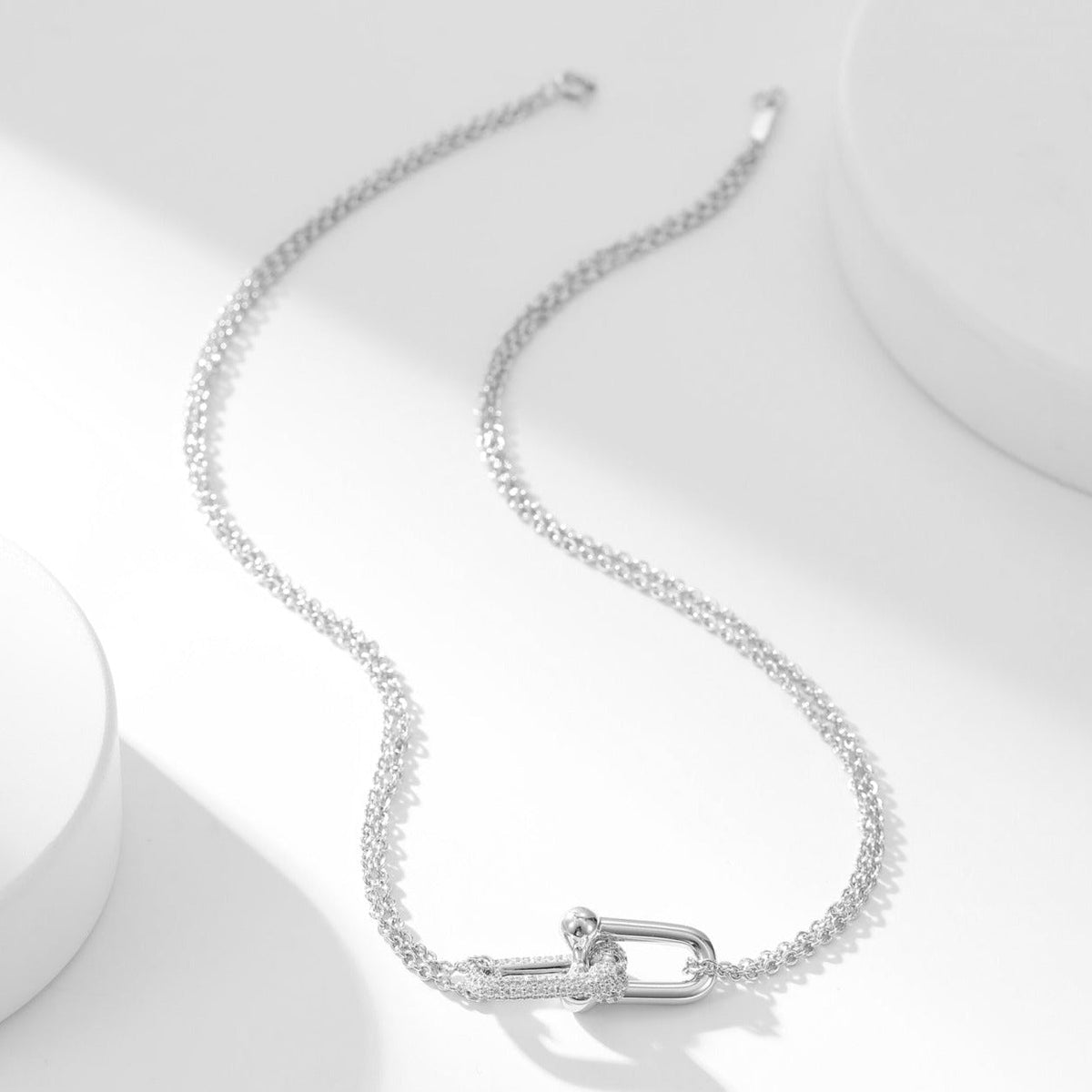[Renovia Jewelry]HARDWEAR DIAMOND PEDANT DOUBLE CHAIN NECKLACE