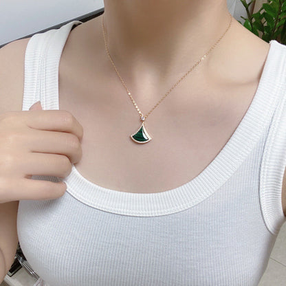 [Renovia Jewelry]DREAM MALACHITE DIAMOND PAVED PINK GOLD NECKLACE
