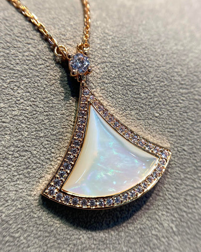 [Renovia Jewelry]DREAM MOP DIAMOND PAVED PINK GOLD NECKLACE