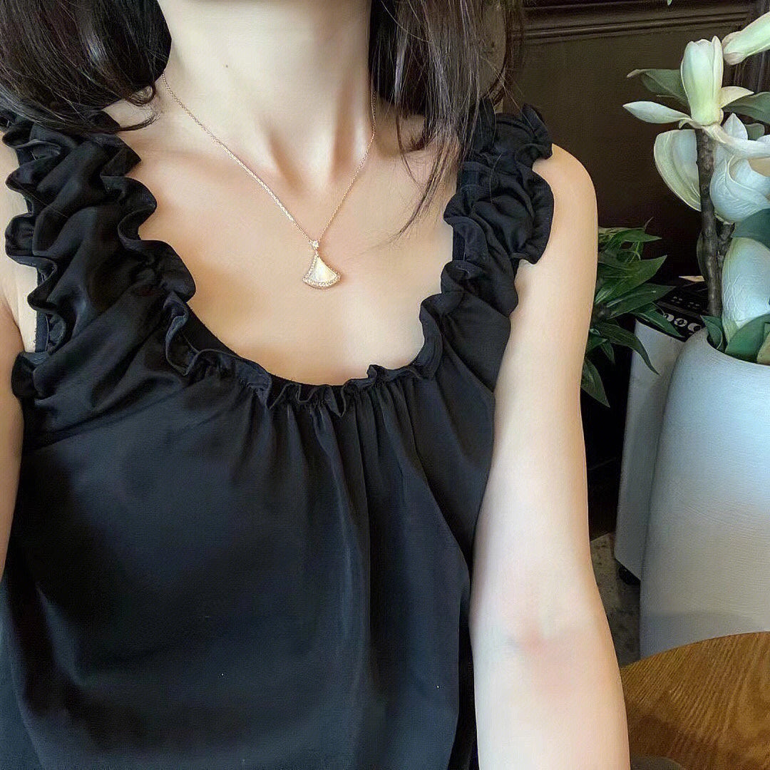 [Renovia Jewelry]DREAM MOP DIAMOND PAVED PINK GOLD NECKLACE