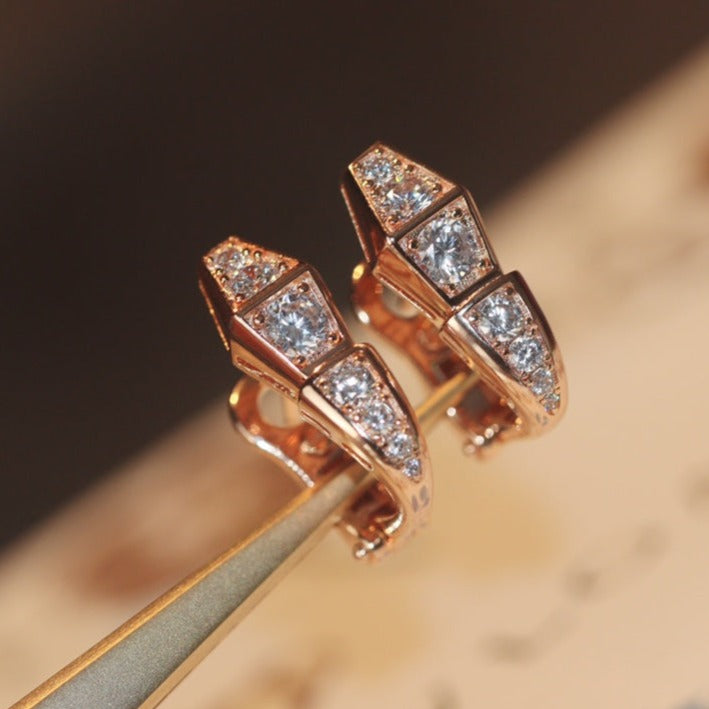 [Renovia Jewelry]SERPENT PINK GOLD DIAMOND EARRINGS