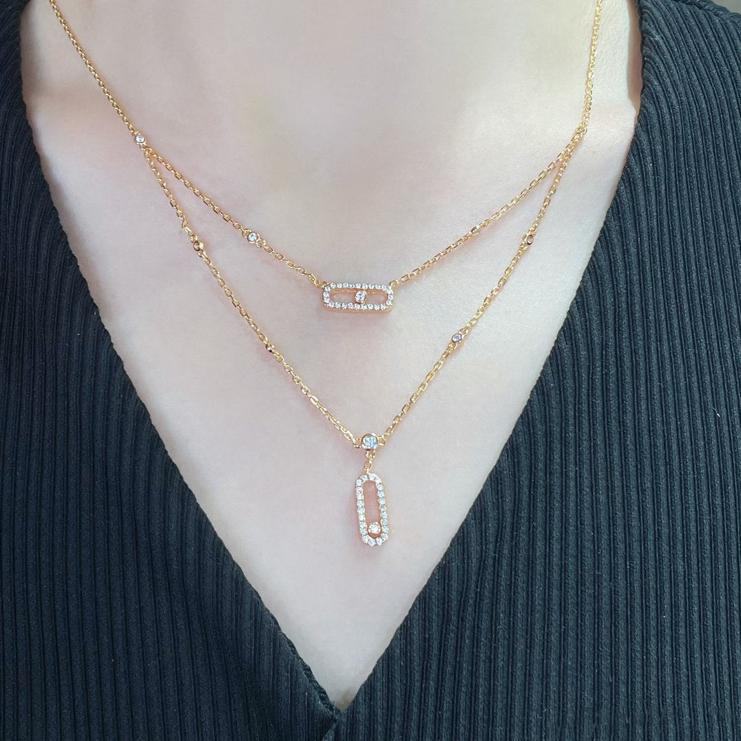 [Renovia Jewelry]MOVE 2 ROW DIAMOND NECKLACE