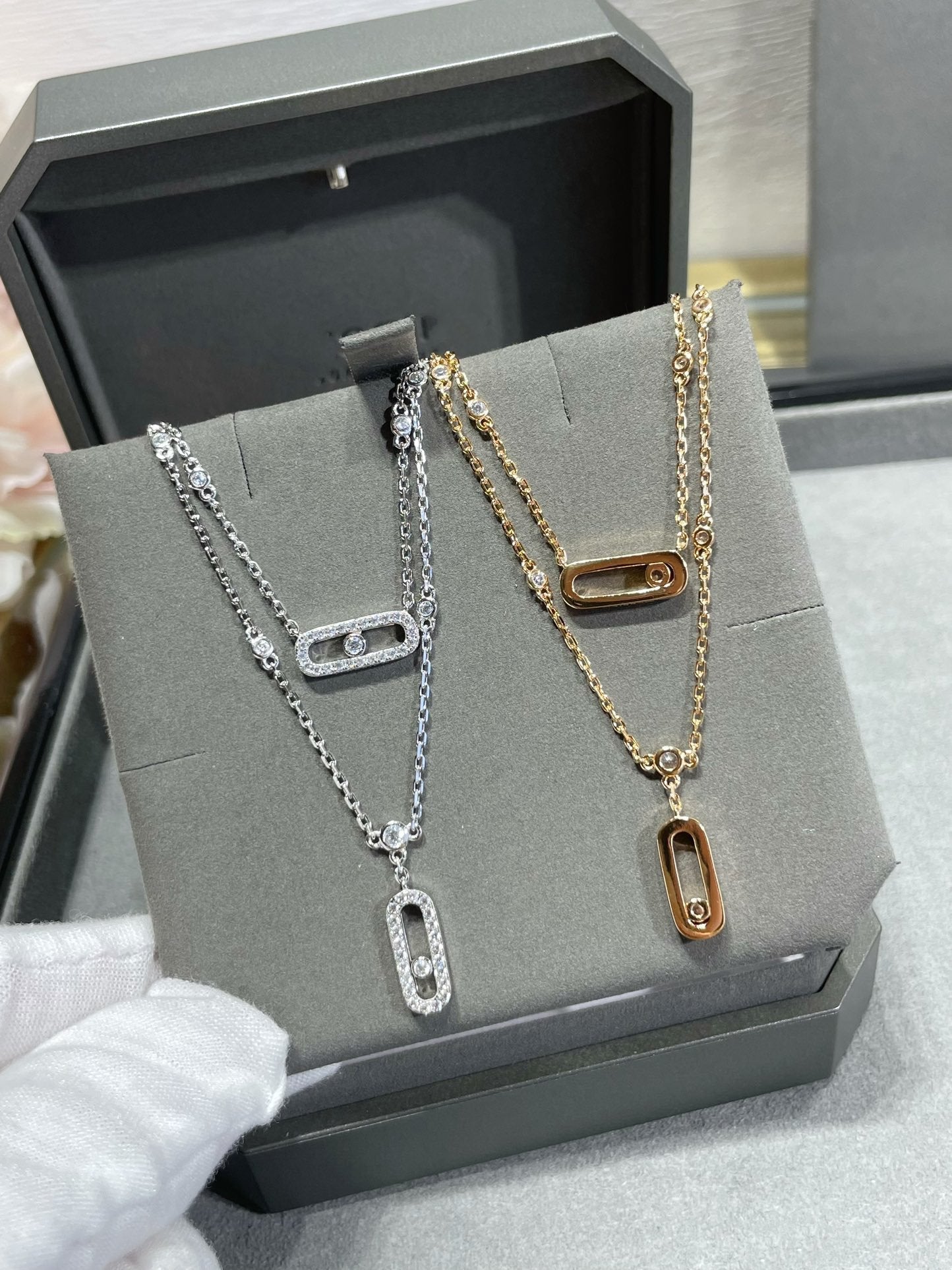 [Renovia Jewelry]MOVE 2 ROW DIAMOND NECKLACE