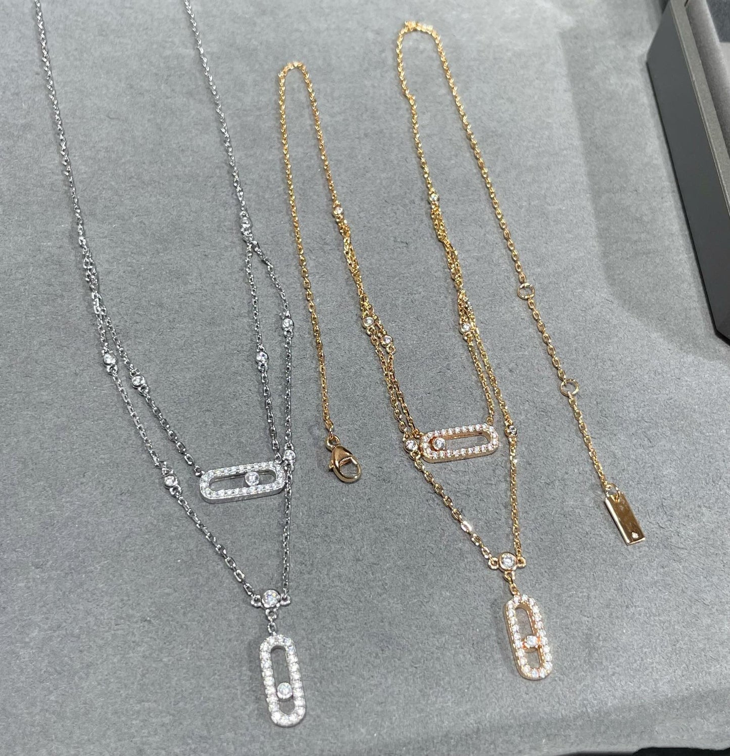 [Renovia Jewelry]MOVE 2 ROW DIAMOND NECKLACE