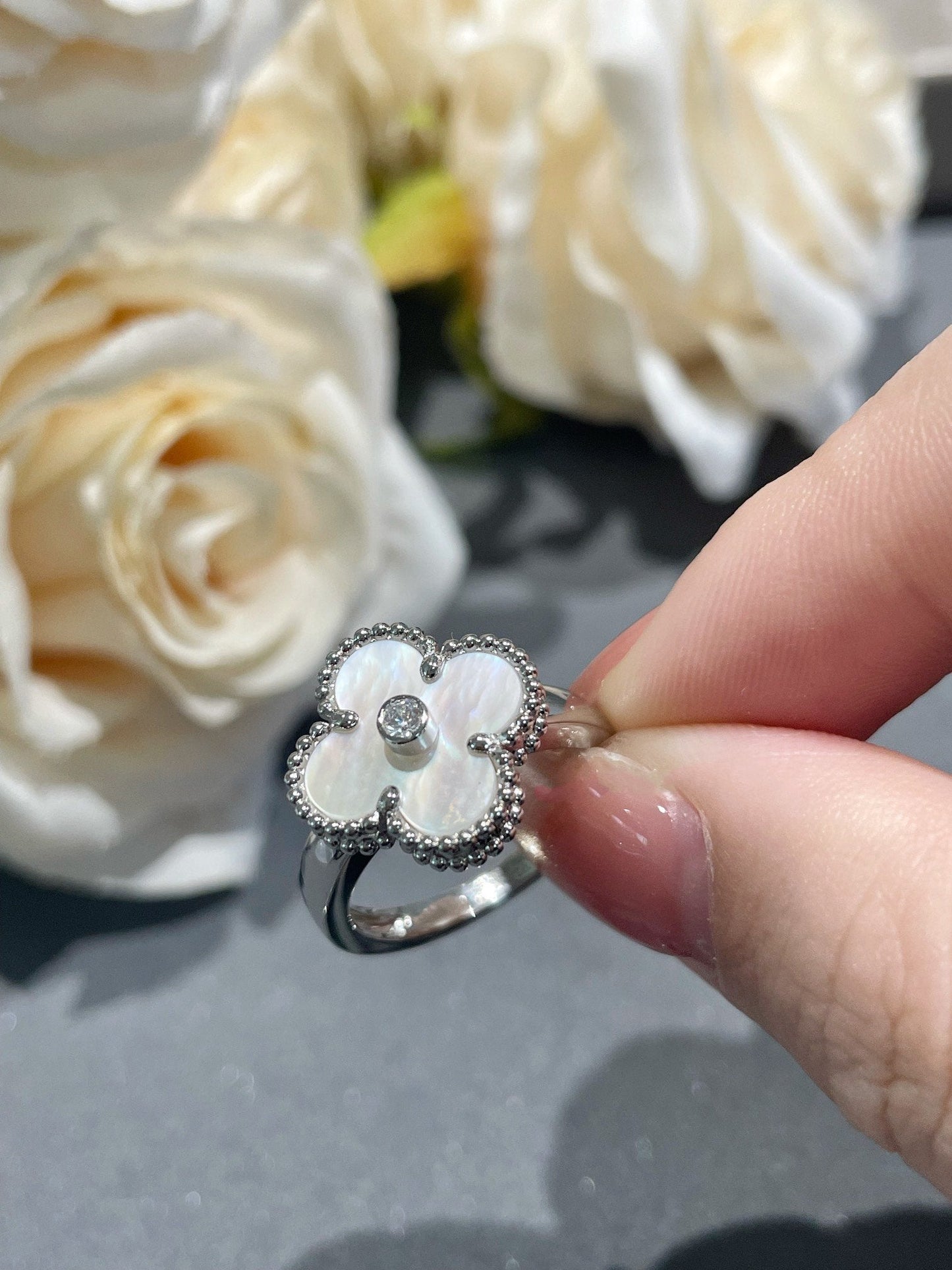[Renovia Jewelry]CLOVER SILVER MOP DIAMOND RING