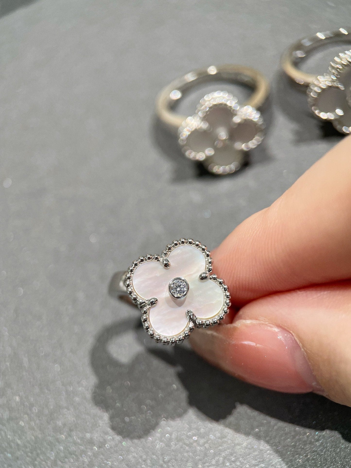 [Renovia Jewelry]CLOVER SILVER MOP DIAMOND RING