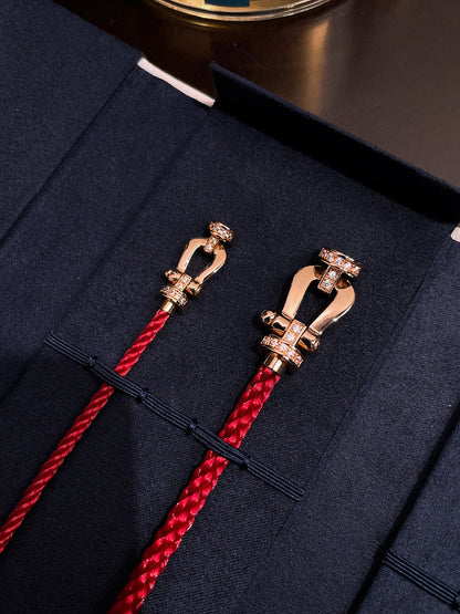 [Renovia Jewelry]FORCE 10 HALF DIAMOND PINK GOLD RED CORDERI LARGE AND MEDIUM MODEL