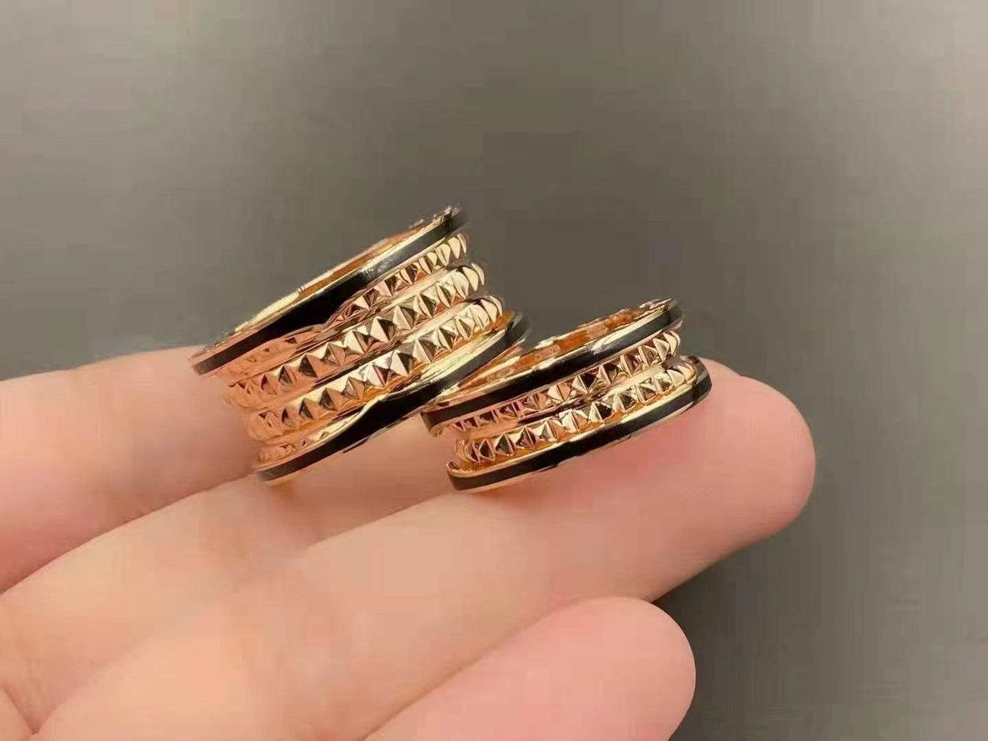 [Renovia Jewelry]ZERO 1 ROCK BLACK CERAMIC PINK GOLD LARGE MODEL