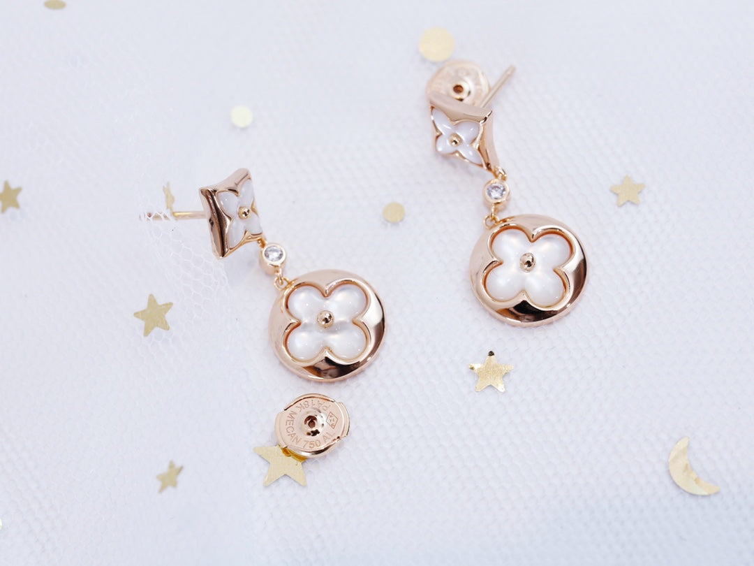 [Renovia Jewelry]STAR AND SUN PINK GOLD MOP DROP EARRINGS