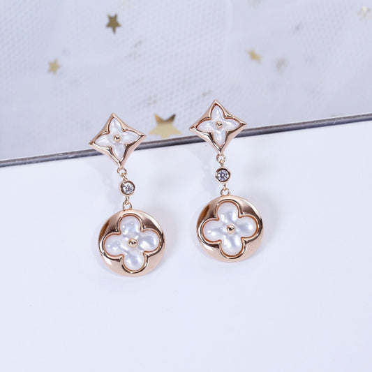 [Renovia Jewelry]STAR AND SUN PINK GOLD MOP DROP EARRINGS