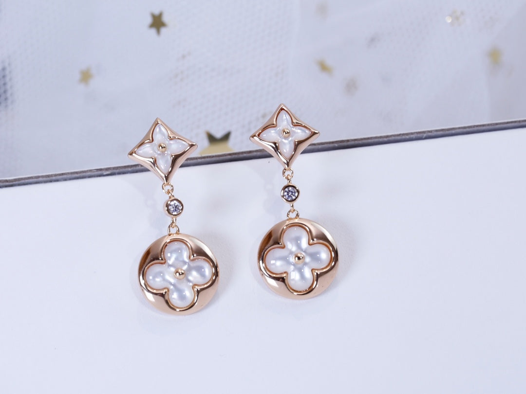 [Renovia Jewelry]STAR AND SUN PINK GOLD MOP DROP EARRINGS