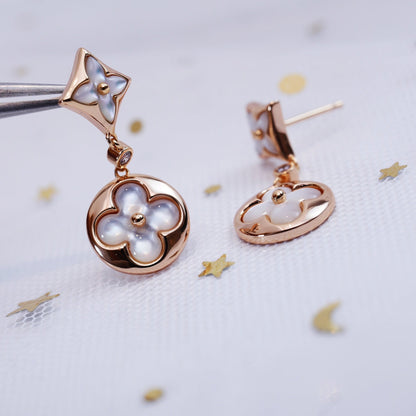 [Renovia Jewelry]STAR AND SUN PINK GOLD MOP DROP EARRINGS