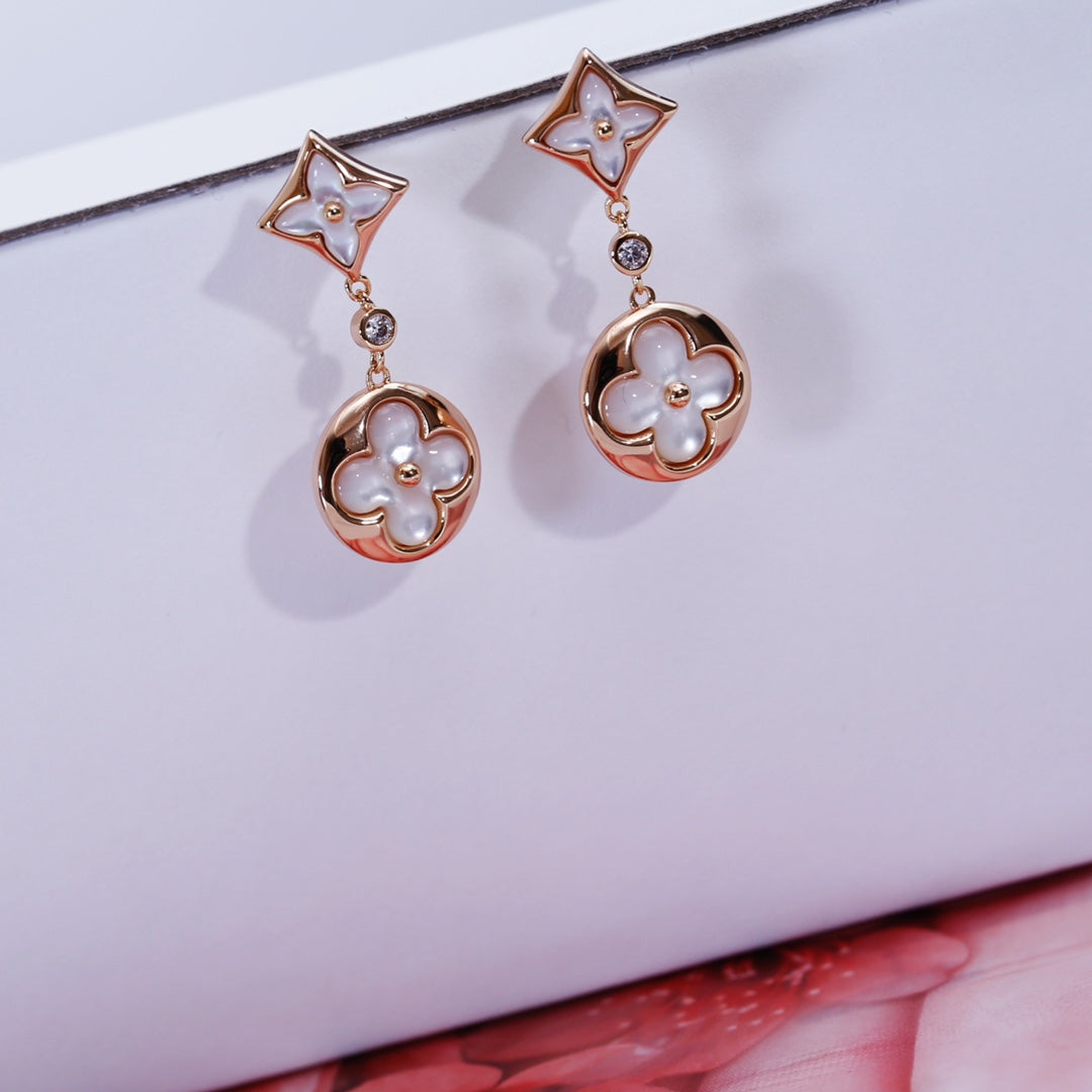 [Renovia Jewelry]STAR AND SUN PINK GOLD MOP DROP EARRINGS