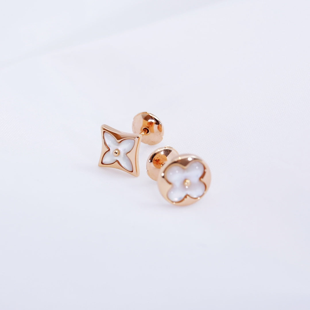 [Renovia Jewelry]STAR AND SUN PINK GOLD MOP STUD EARRINGS