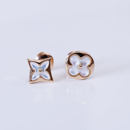 [Renovia Jewelry]STAR AND SUN PINK GOLD MOP STUD EARRINGS
