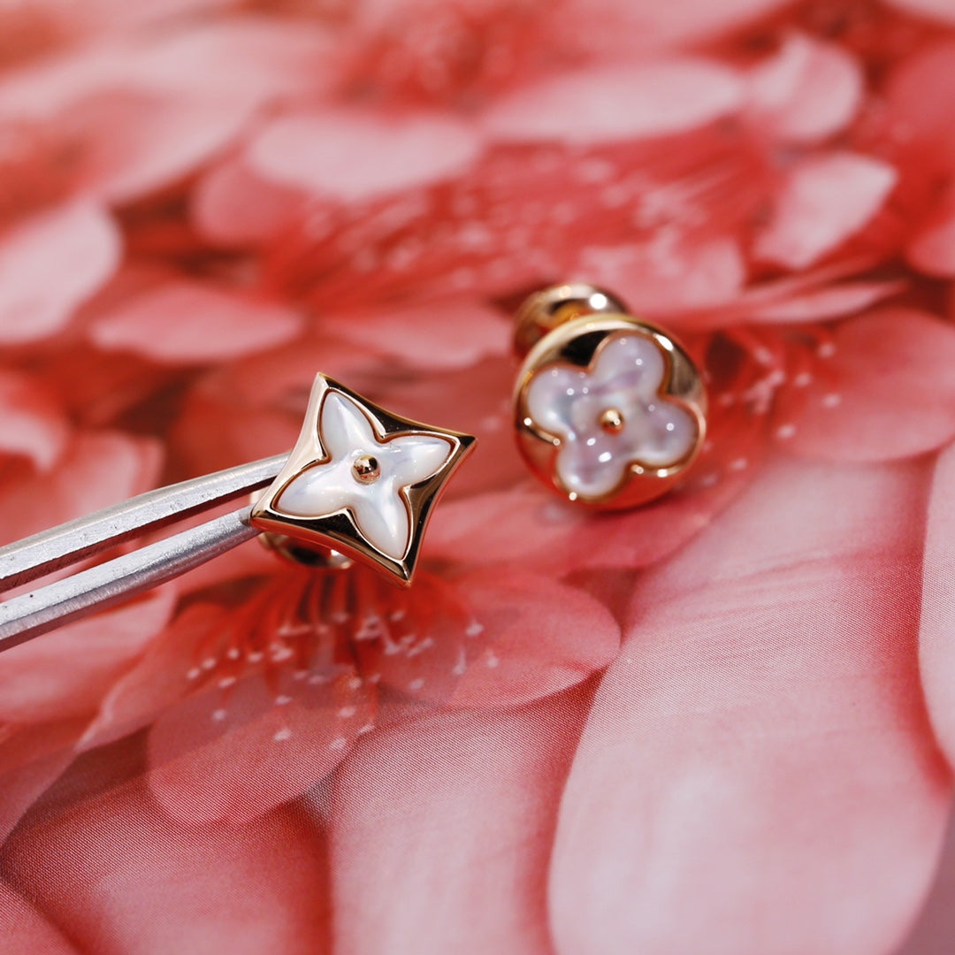 [Renovia Jewelry]STAR AND SUN PINK GOLD MOP STUD EARRINGS