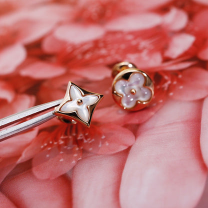 [Renovia Jewelry]STAR AND SUN PINK GOLD MOP STUD EARRINGS