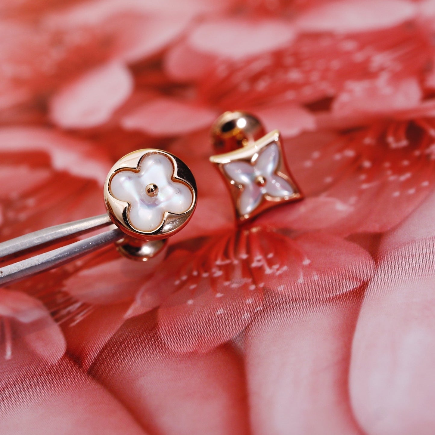 [Renovia Jewelry]STAR AND SUN PINK GOLD MOP STUD EARRINGS