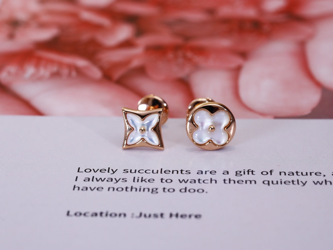 [Renovia Jewelry]STAR AND SUN PINK GOLD MOP STUD EARRINGS