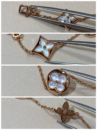 [Renovia Jewelry]STAR AND SUN 5 MOTIF MOP PINK GOLD BRACELET
