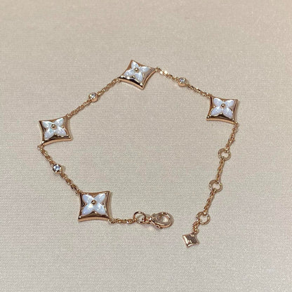 [Renovia Jewelry]STAR 4 MOTIF MOP DIAMOND PINK GOLD BRACELET