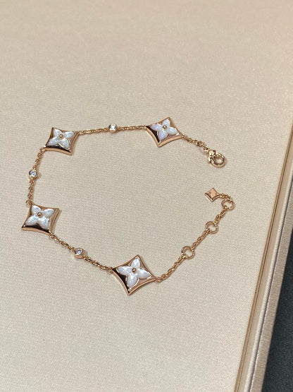 [Renovia Jewelry]STAR 4 MOTIF MOP DIAMOND PINK GOLD BRACELET