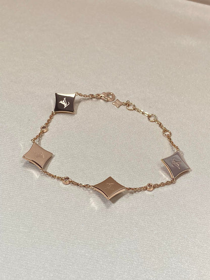 [Renovia Jewelry]STAR 4 MOTIF MOP DIAMOND PINK GOLD BRACELET