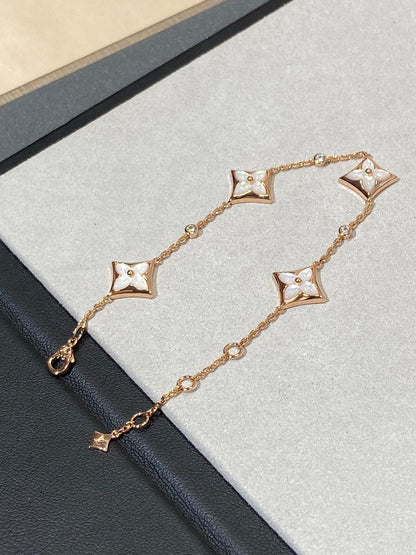 [Renovia Jewelry]STAR 4 MOTIF MOP DIAMOND PINK GOLD BRACELET