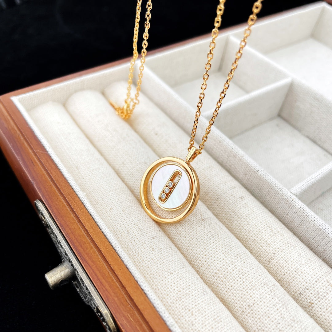 [Renovia Jewelry]LUCKY MOVE MOP PINK GOLD NECKLACE