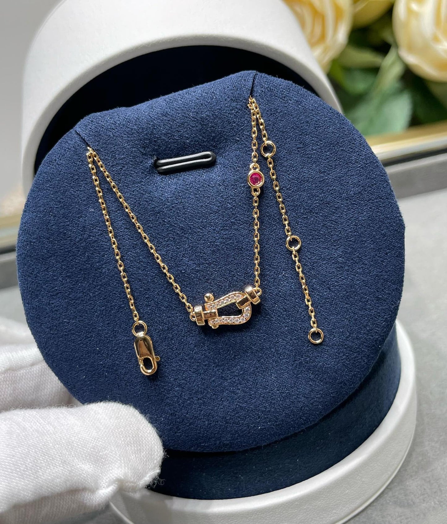 [Renovia Jewelry]FORCE 10 DIAMOND PINK GOLD NECKLACE