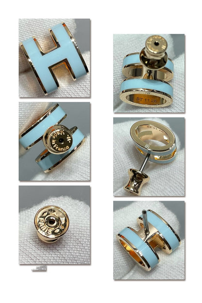 [Renovia Jewelry]POP H SKY BLUE STUD EARRINGS
